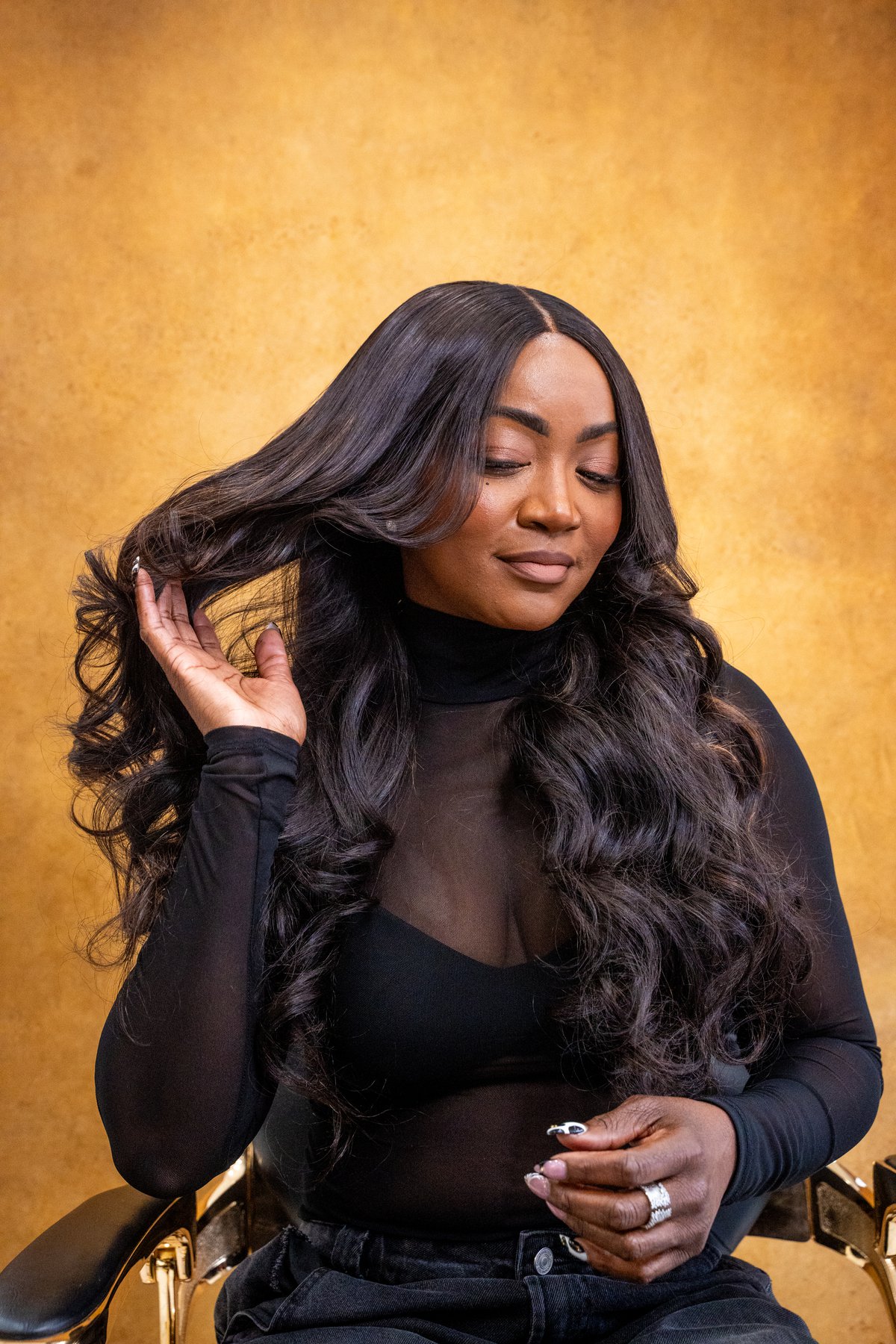 Hair and beauty campaign frame on a coloured backdrop