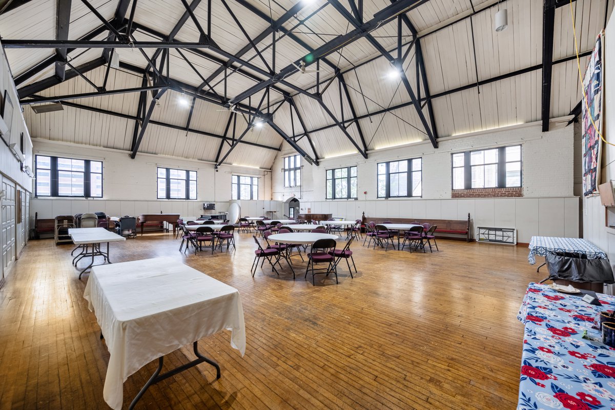 Open event hall photographed for a venue booking page